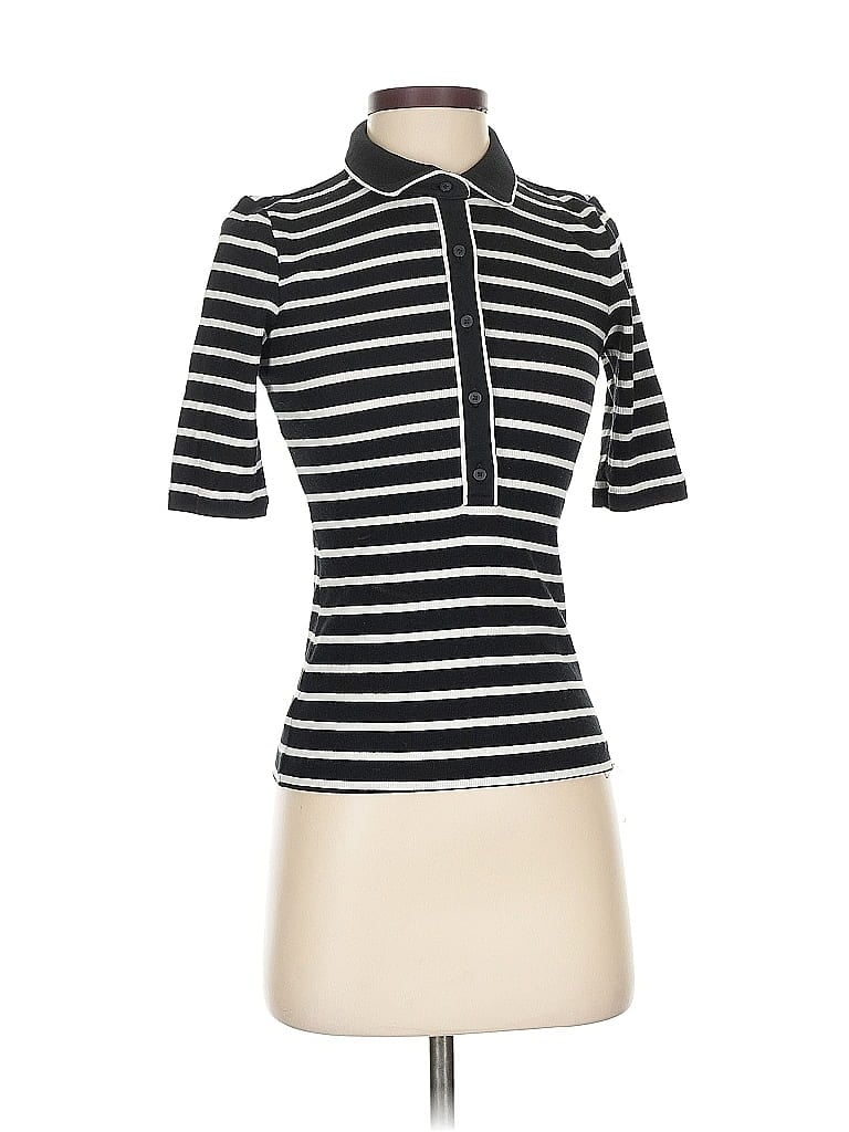 Pre-owned Ann Taylor Loft Short Sleeve Top Black Mock Neckline Tops