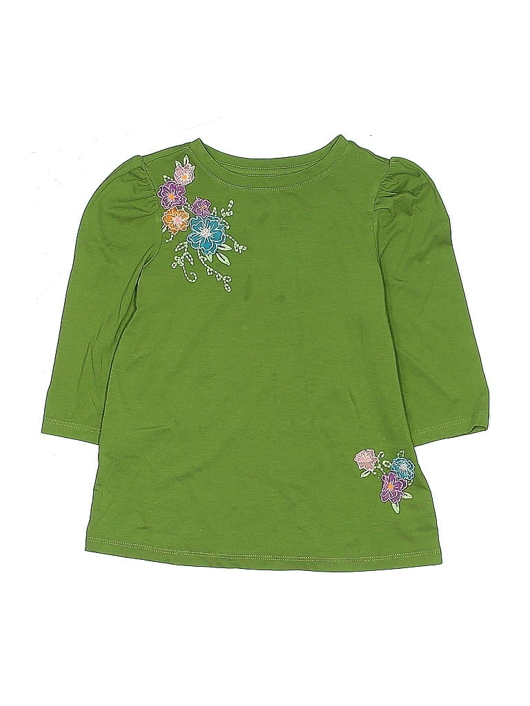 Pre-owned Crown & Ivy Kids' 3/4 Sleeve T-shirt In Green