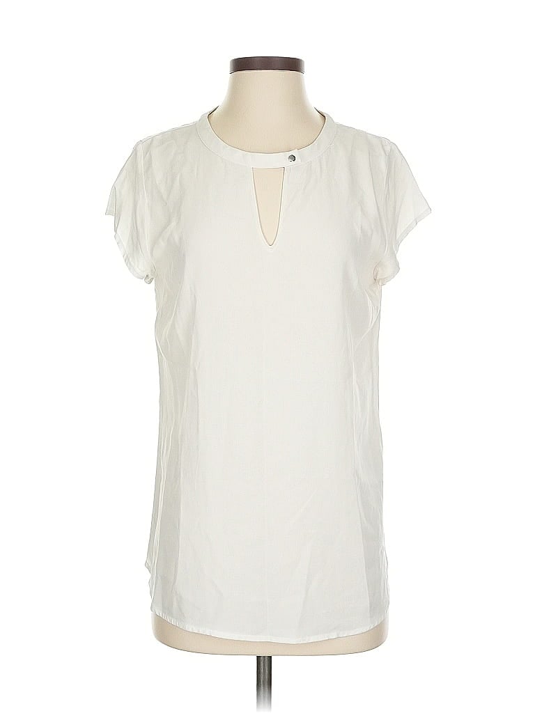 Pre-owned Banana Republic Factory Store Short Sleeve Blouse In White