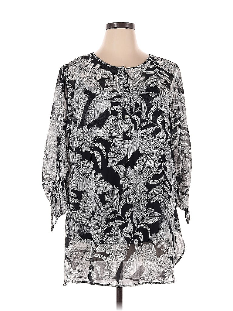 Click to view more detailed imagery on our partner's website Pre-owned Roz & Ali 3/4 Sleeve Blouse In Gray