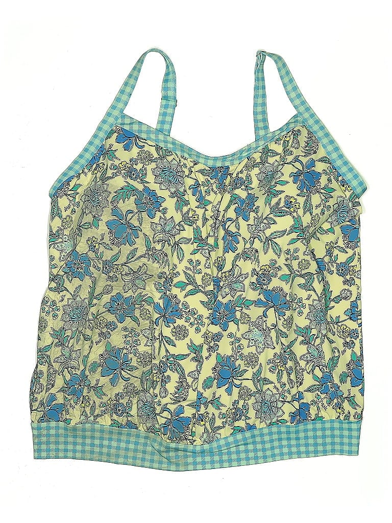 Pre-owned Lands' End Swimsuit Top Blue Floral Pattern Strapless Neckline Swimwear