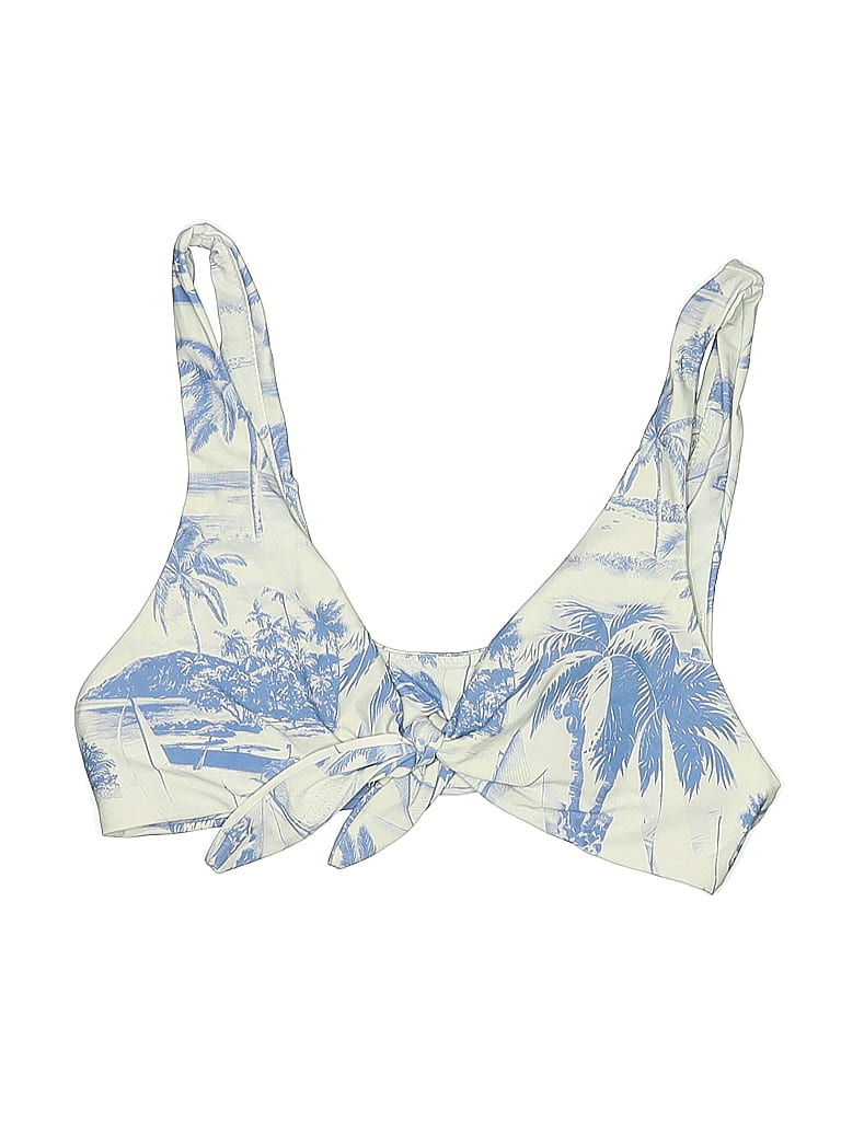 Pre-owned Mumu Mermaid Swimsuit Top Ivory Print Pattern Swimwear In White