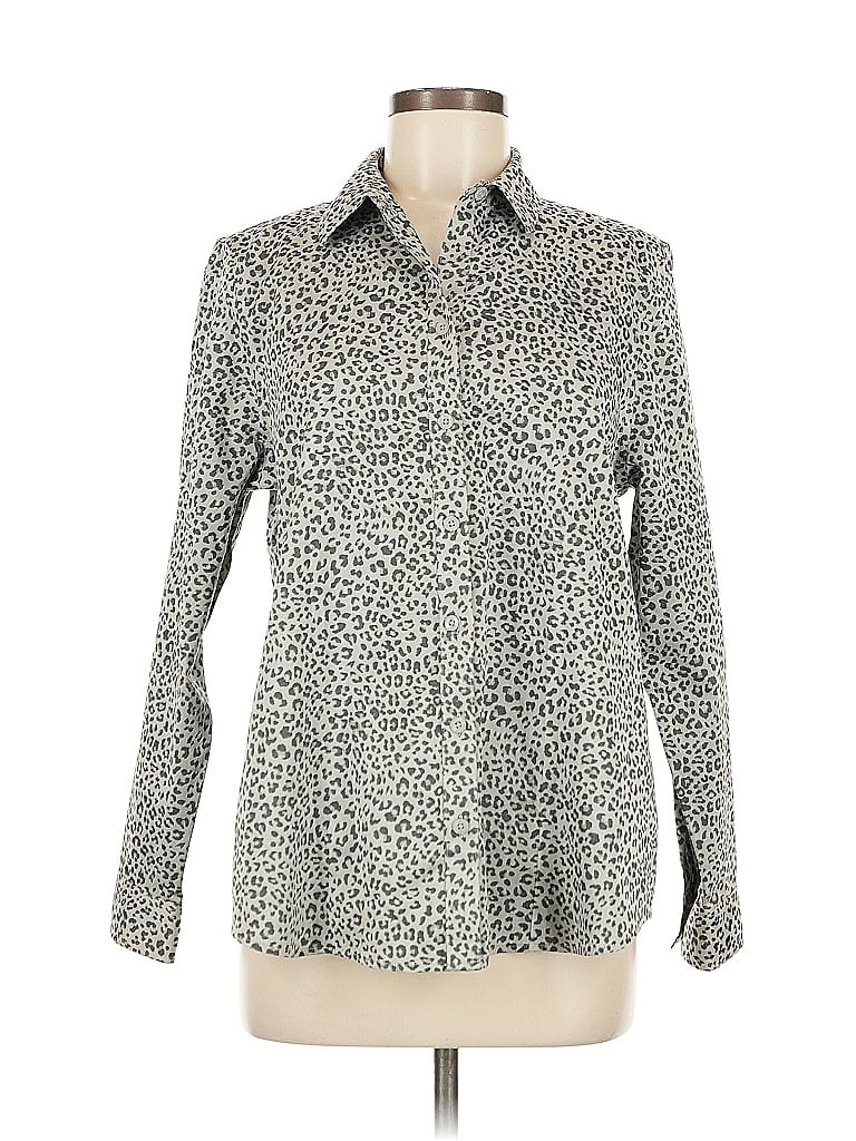 Pre-owned Chico's Long Sleeve Blouse In Gray