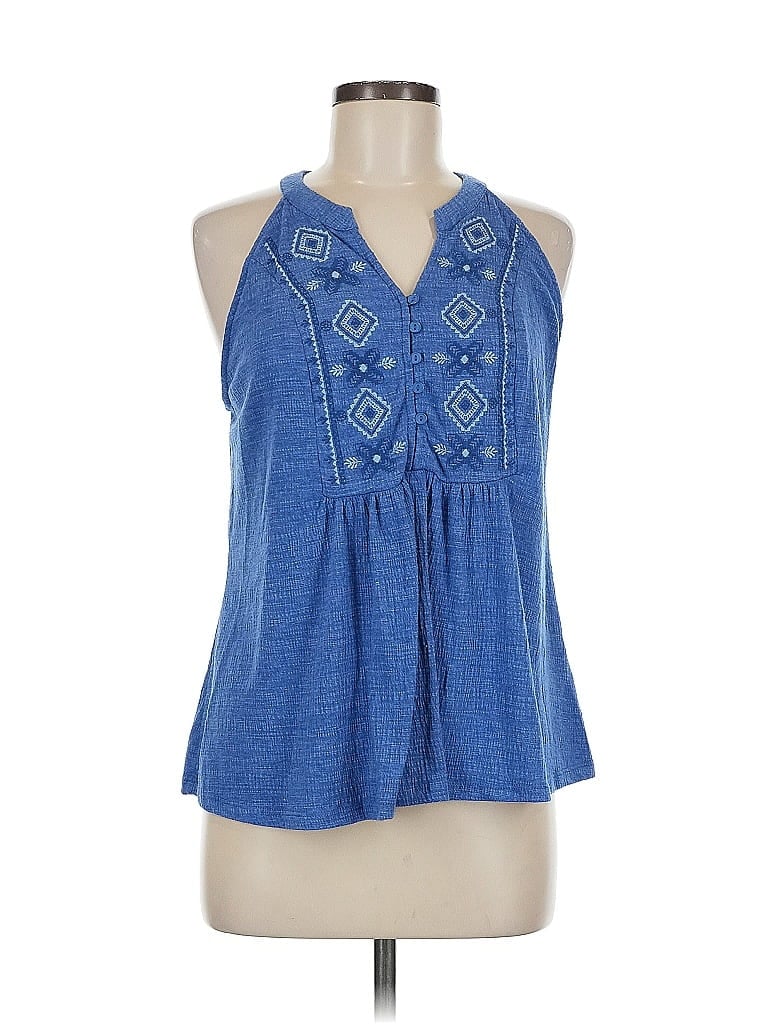 CABLE & GAUGE Pre-owned Sleeveless Blouse In Blue