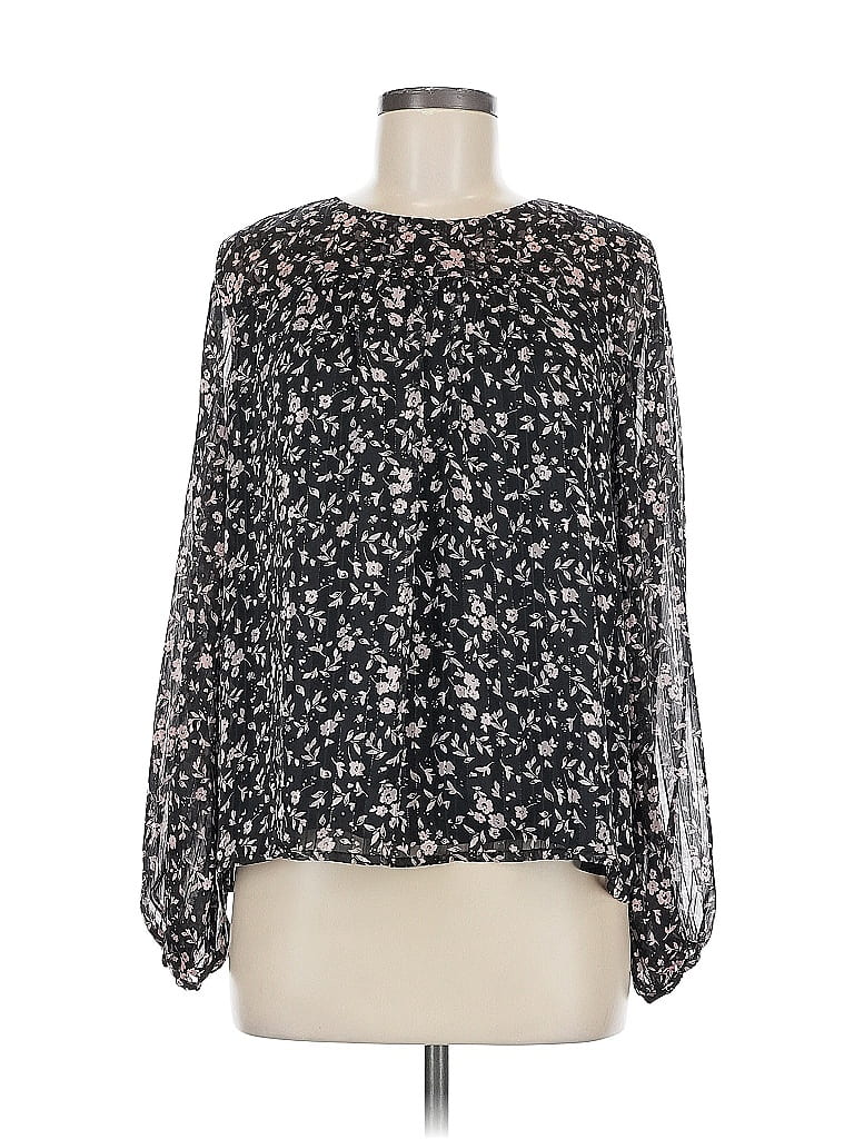Pre-owned Lucky Brand Long Sleeve Blouse In Black