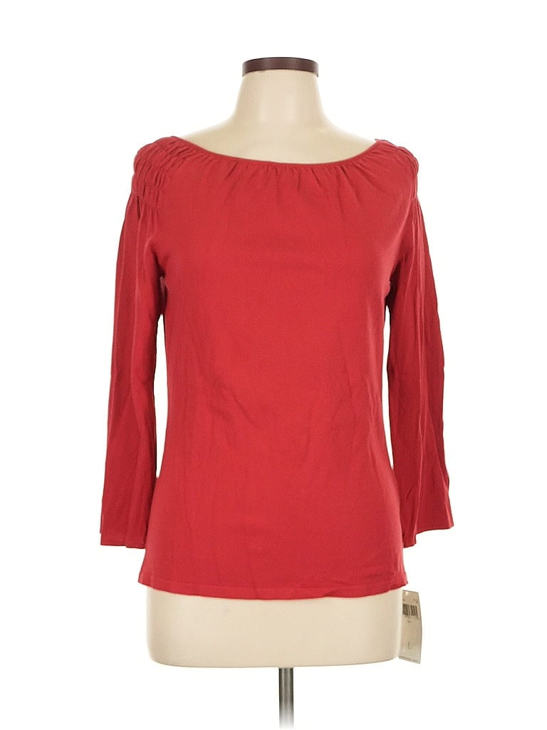 Dana Buchman 3/4 Sleeve Top Red Boatneck Tops