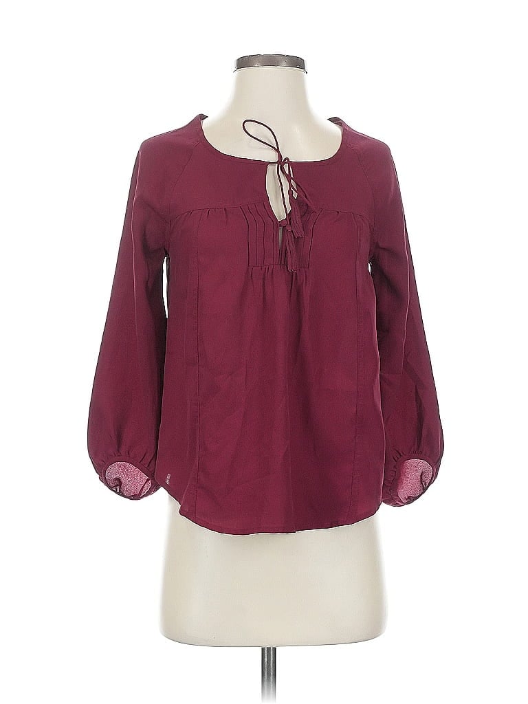 Pre-owned American Eagle Outfitters 3/4 Sleeve Blouse In Burgundy