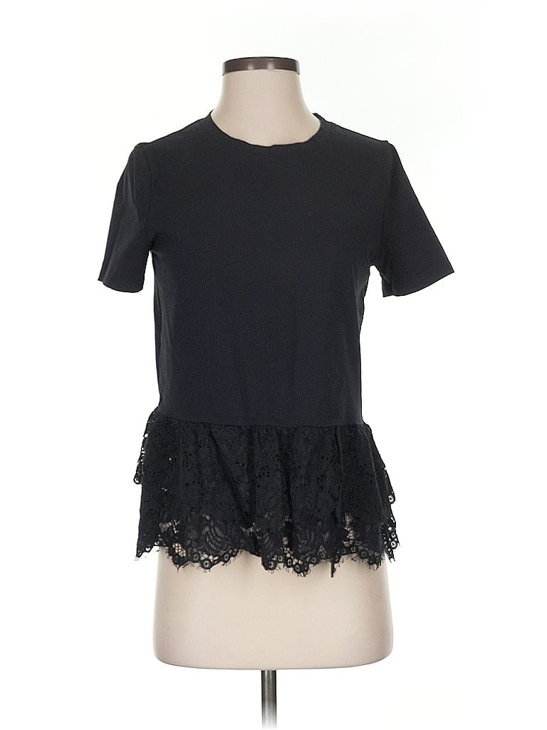 Pre-owned Broome Street Kate Spade New York Short Sleeve Top Black Crew Neck Tops