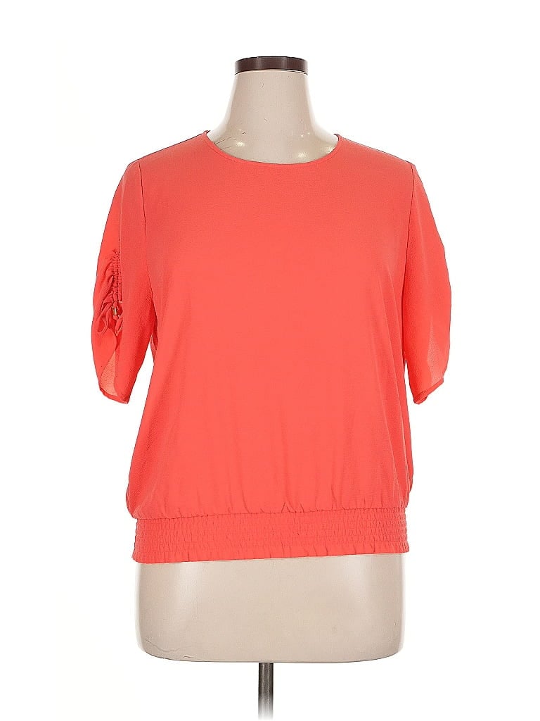 Pre-owned Michael Michael Kors Short Sleeve Top Orange Boatneck Tops