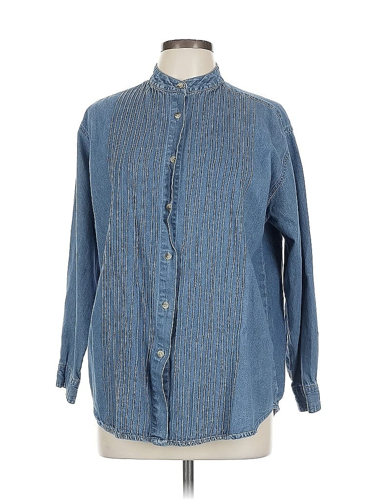 Pre-owned Assorted Brands Long Sleeve Button Down Shirt In Blue