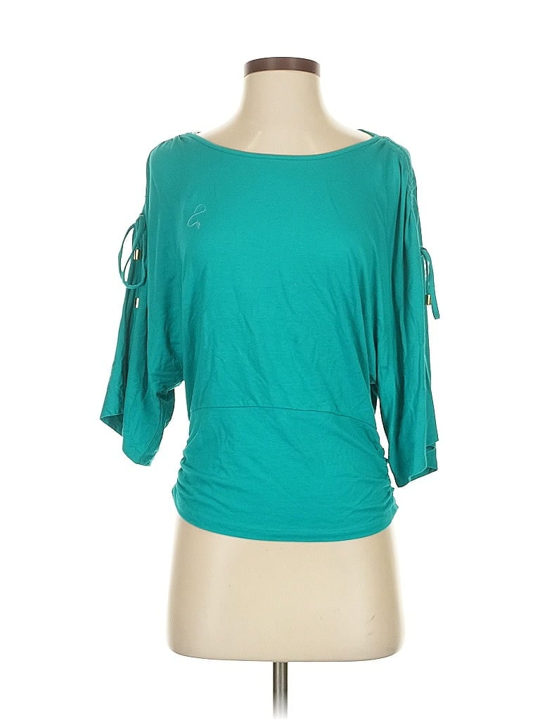 Pre-owned Inc International Concepts Short Sleeve Top Teal One Shoulder Neckline Tops In Blue