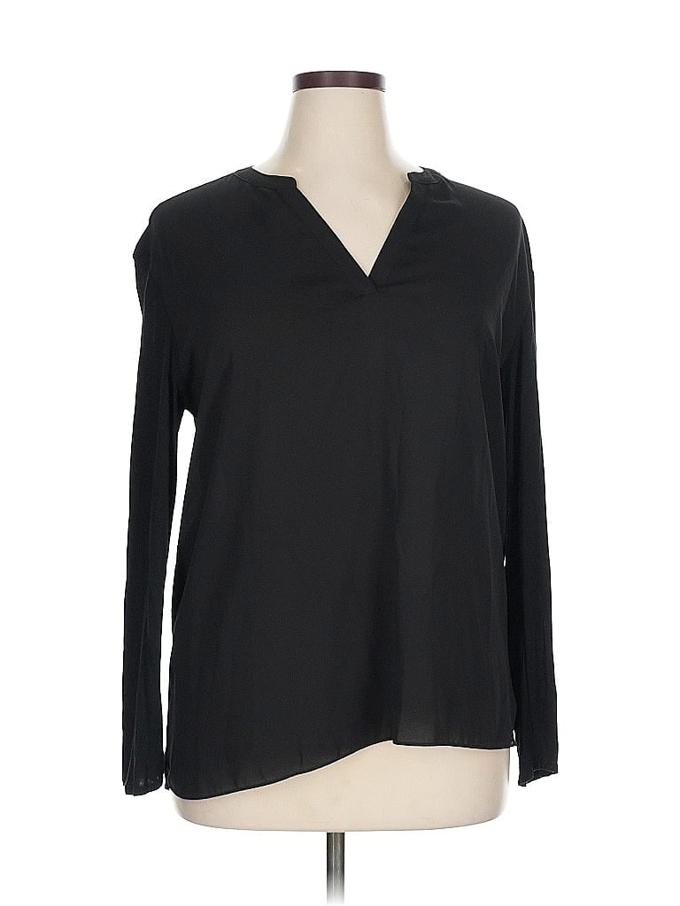 Pre-owned Inc International Concepts Long Sleeve Blouse In Black