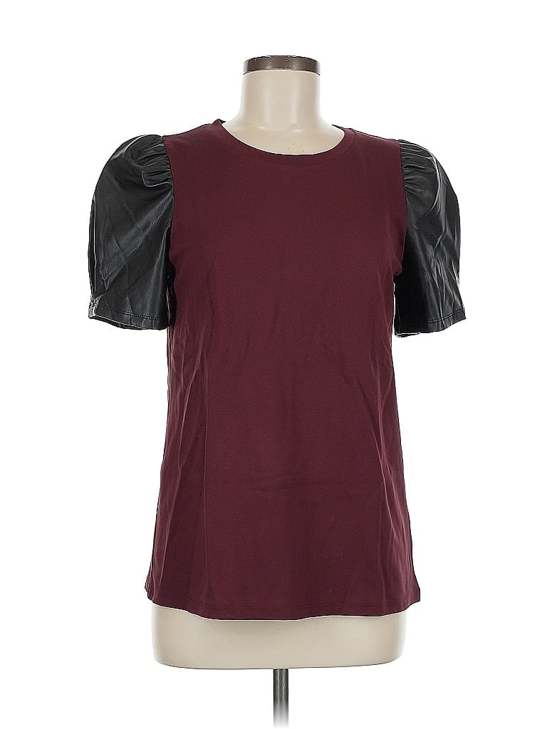 Pre-owned Nine West Short Sleeve T-shirt In Burgundy