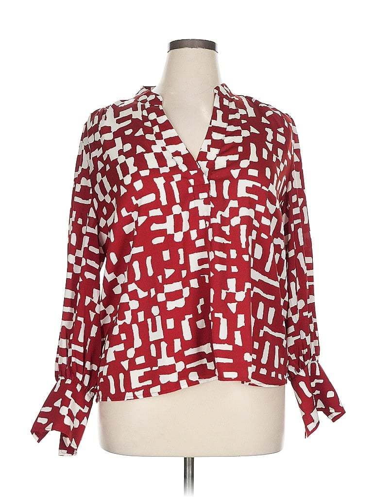 Pre-owned Banana Republic Factory Store Long Sleeve Blouse In Red