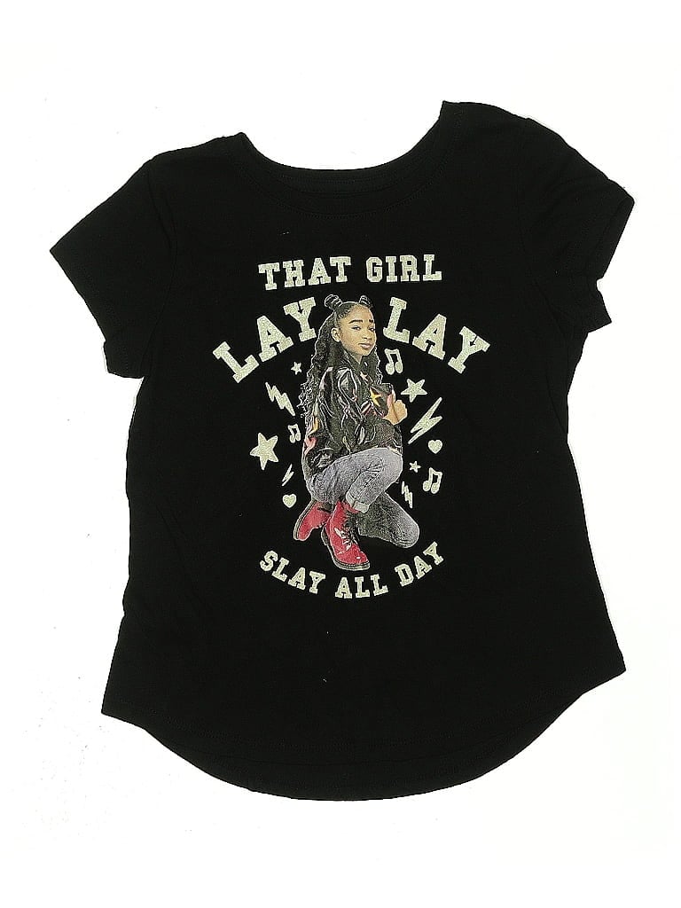 Pre-owned Nickelodeon Kids' 3/4 Sleeve Top Black Sweetheart Neckline Tops