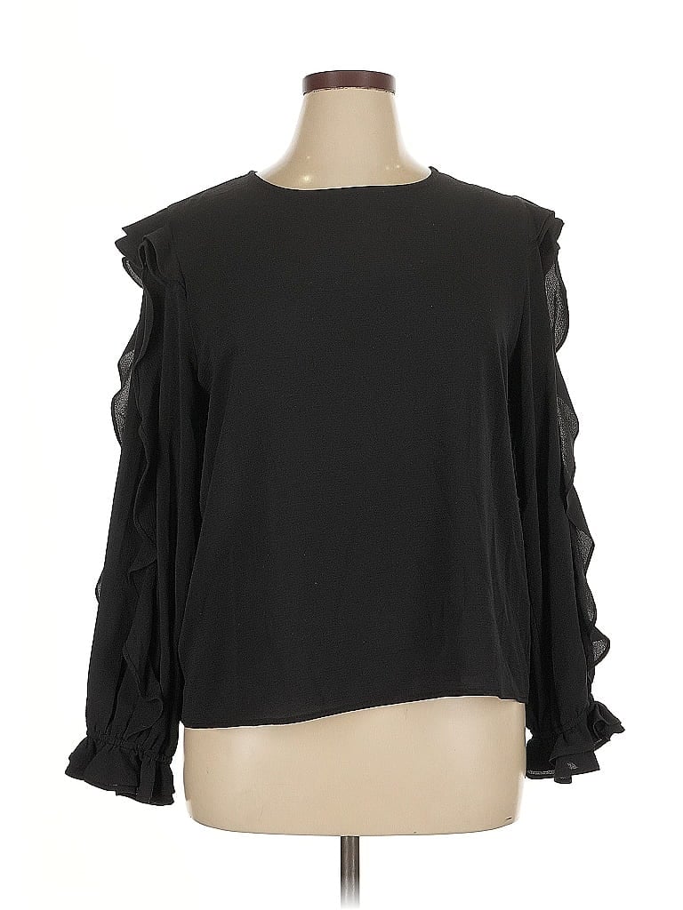 Pre-owned Cece Long Sleeve Blouse In Black