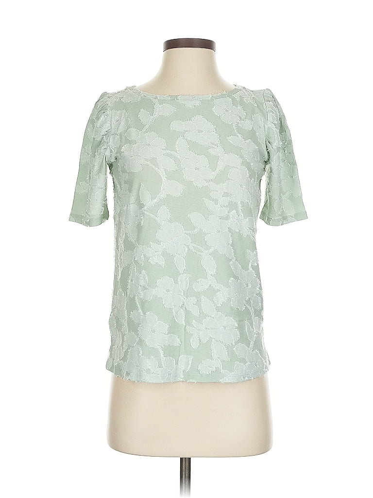 Pre-owned Ann Taylor Loft Short Sleeve Blouse In Green