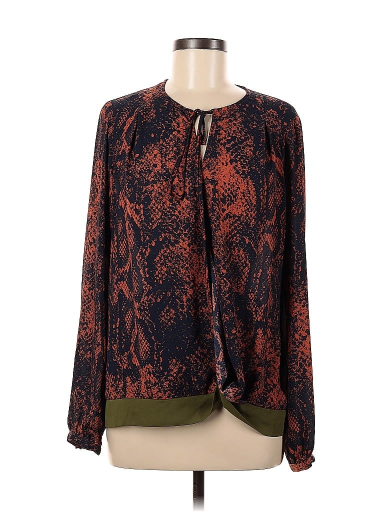 Pre-owned Cabi Long Sleeve Blouse In Brown