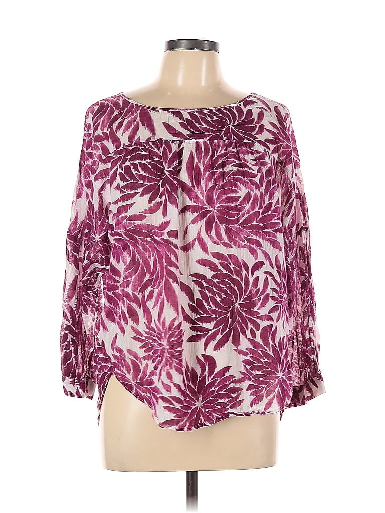 Pre-owned Ann Taylor Loft 3/4 Sleeve Blouse In Burgundy