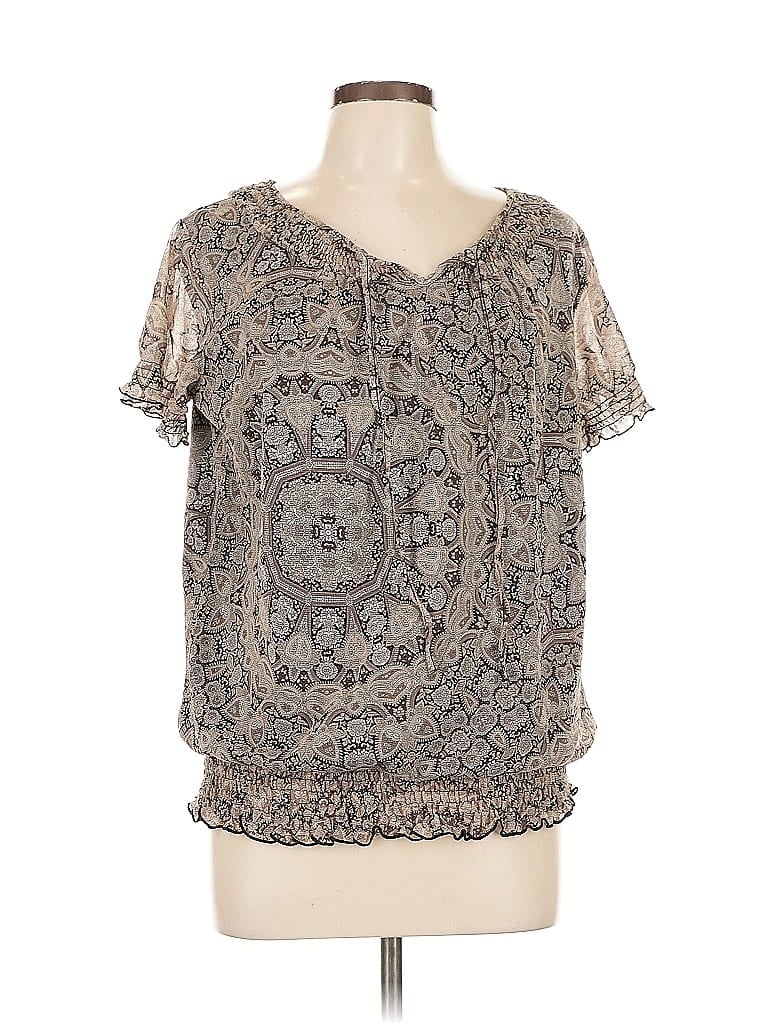 Pre-owned Croft & Barrow Short Sleeve Blouse In Gray