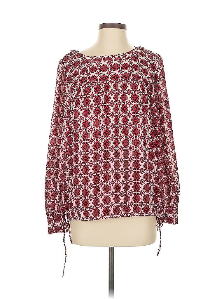 Pre-owned Ann Taylor Loft Long Sleeve Blouse In Red