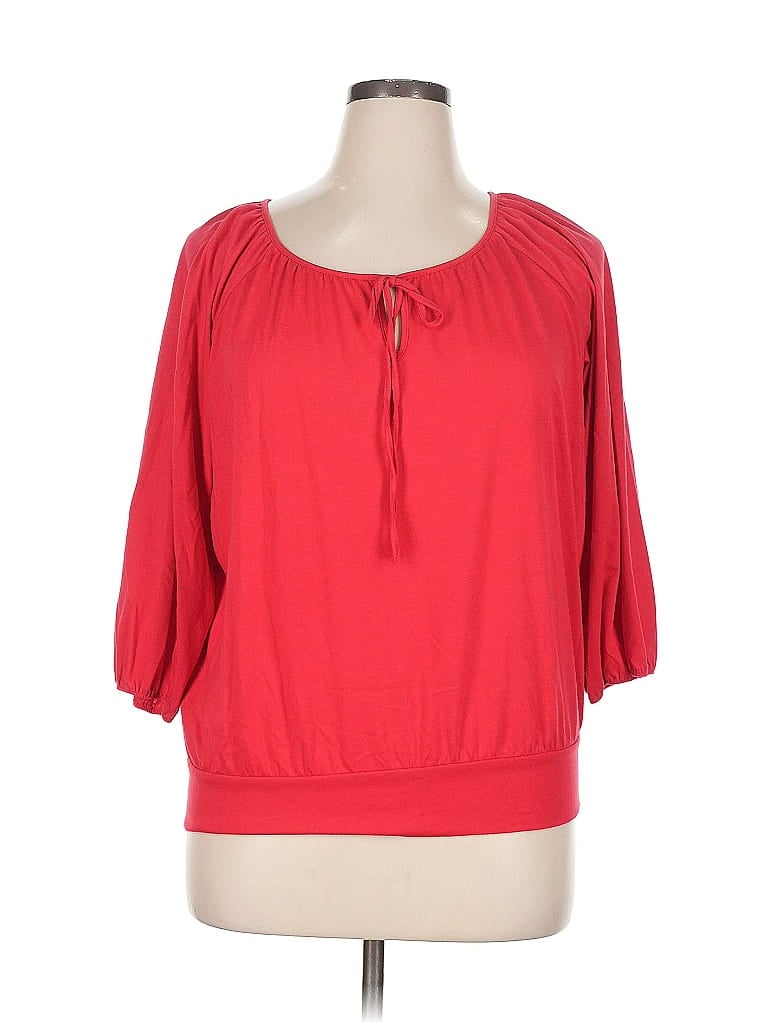 Pre-owned Van Heusen 3/4 Sleeve Blouse In Red