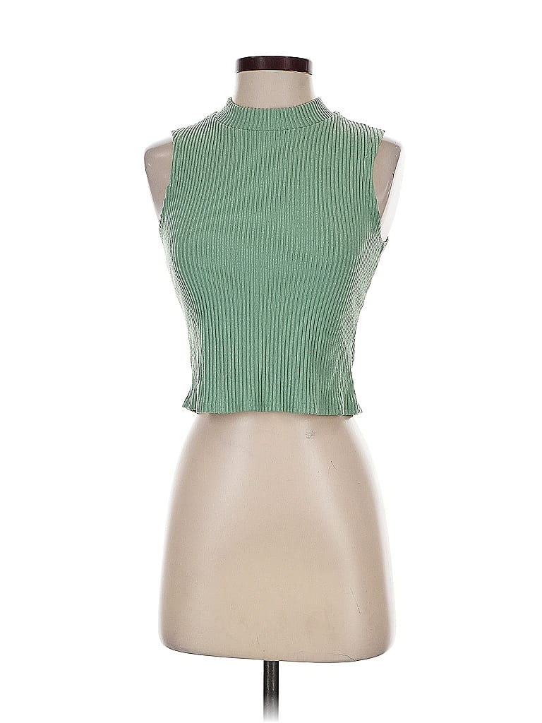 Pre-owned Blue Rain Tank Top Green Halter Neckline Tops