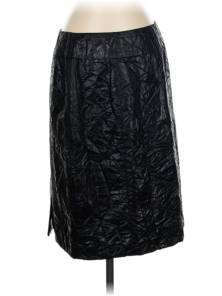 Pre-owned Lafayette 148 Faux Leather Skirt In Black
