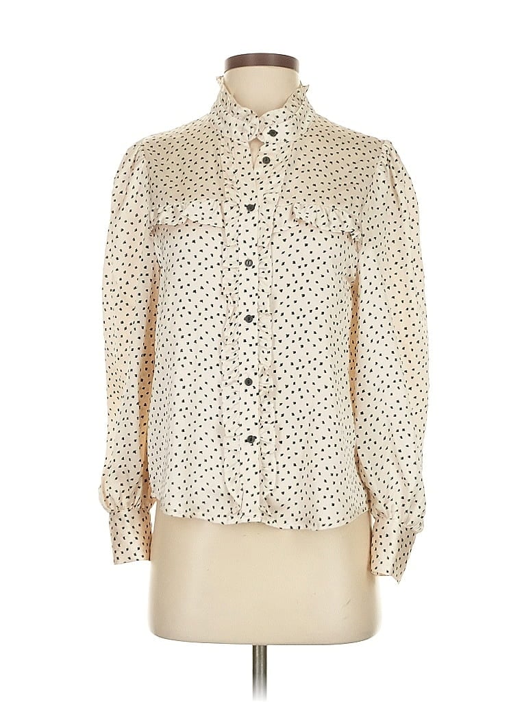 Pre-owned Mng Long Sleeve Blouse In White