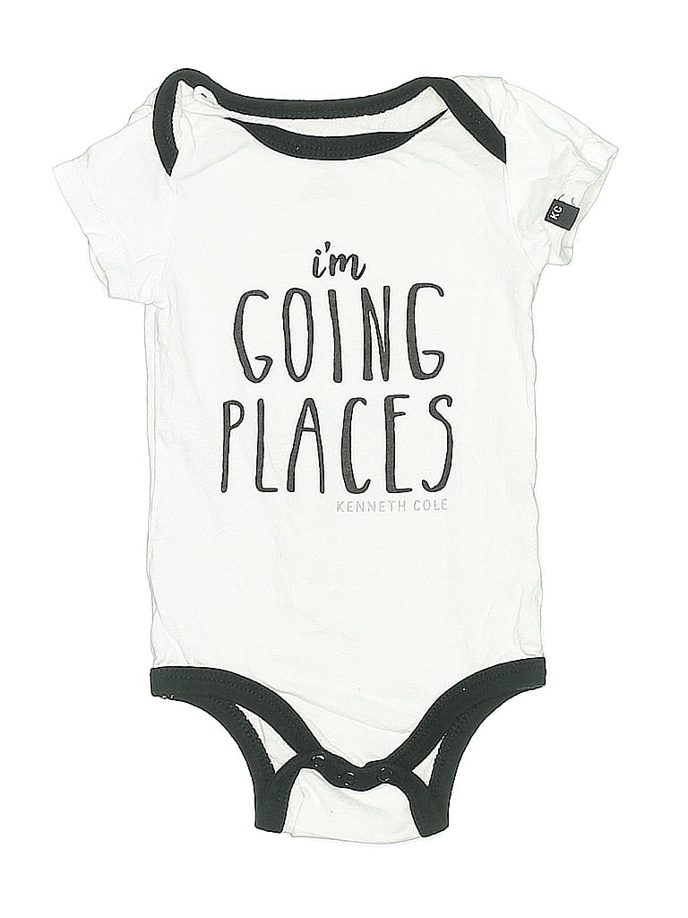 Pre-owned Kenneth Cole Babies' Short Sleeve Onesie In White