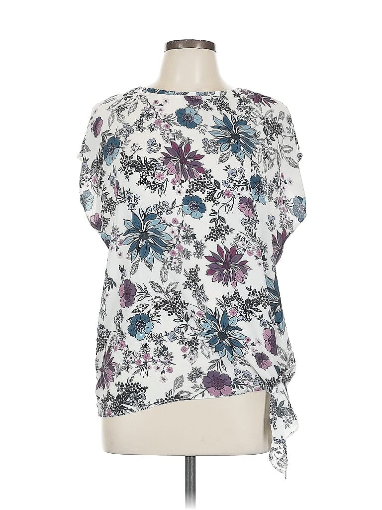 Pre-owned Ann Taylor Loft Short Sleeve Blouse In White