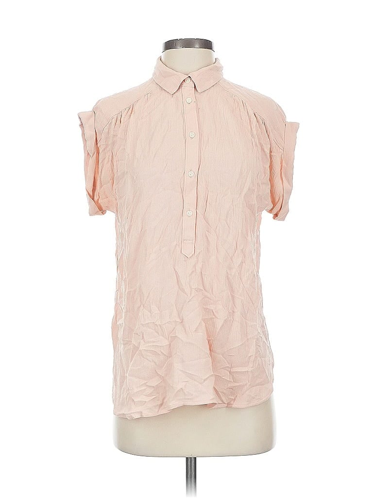Pre-owned Ann Taylor Loft Short Sleeve Blouse In Pink