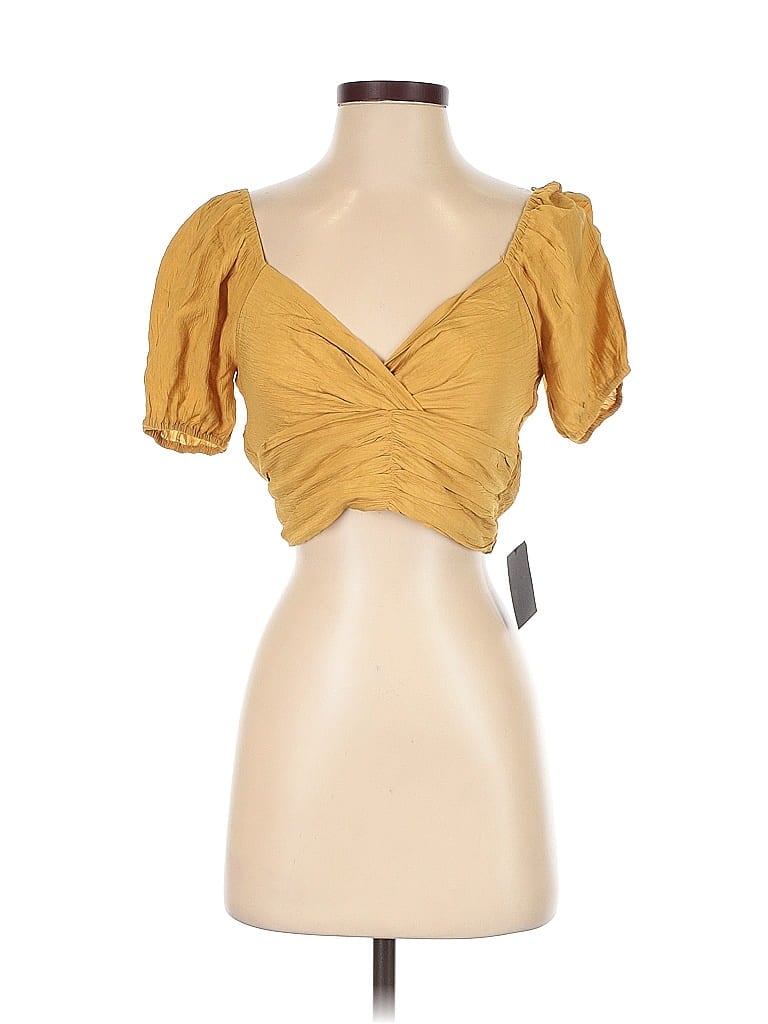 Lulus Short Sleeve Top Yellow Sweetheart Neckline Tops