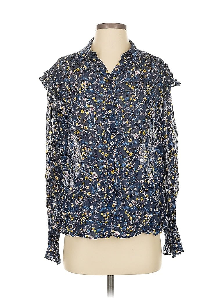 Pre-owned Berenice Long Sleeve Blouse In Blue