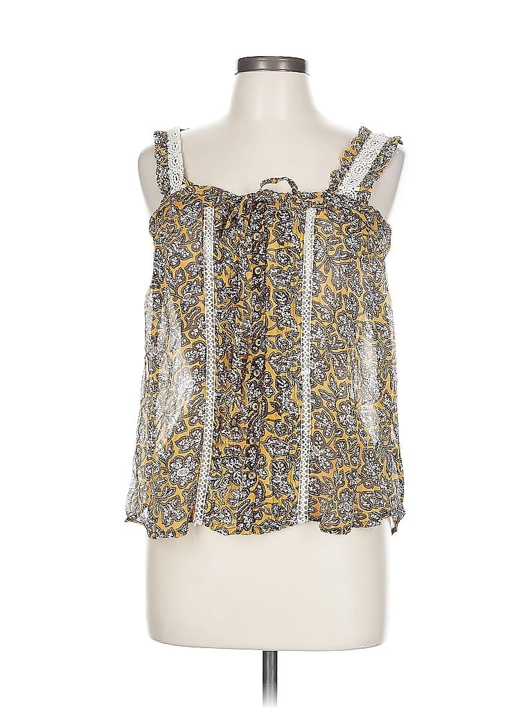 Pre-owned By Anthropologie Tank Top Yellow Strapless Neckline Tops