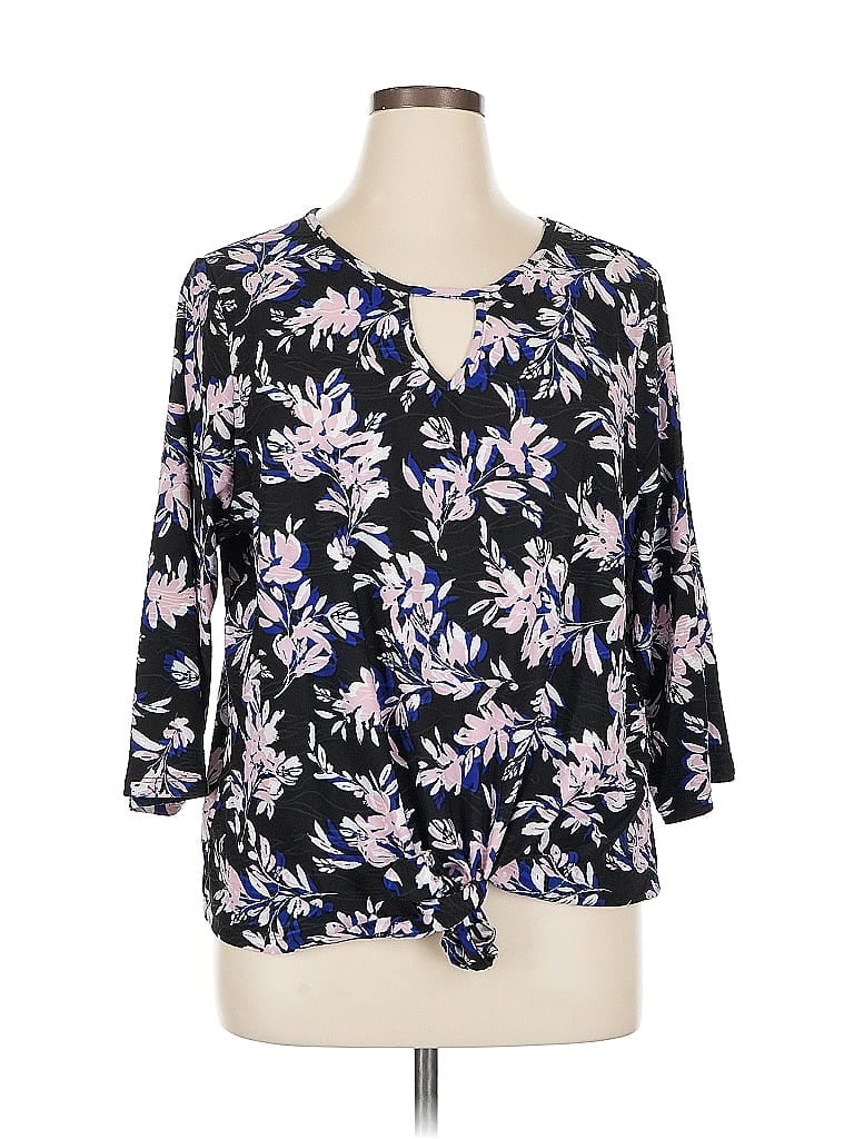 Pre-owned Emily Daniels 3/4 Sleeve Blouse In Black