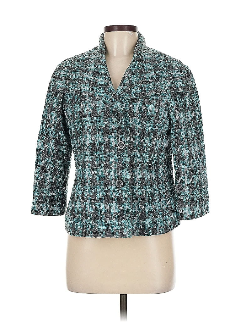 Pre-owned Doncaster Collection Silk Blazer Jacket In Blue