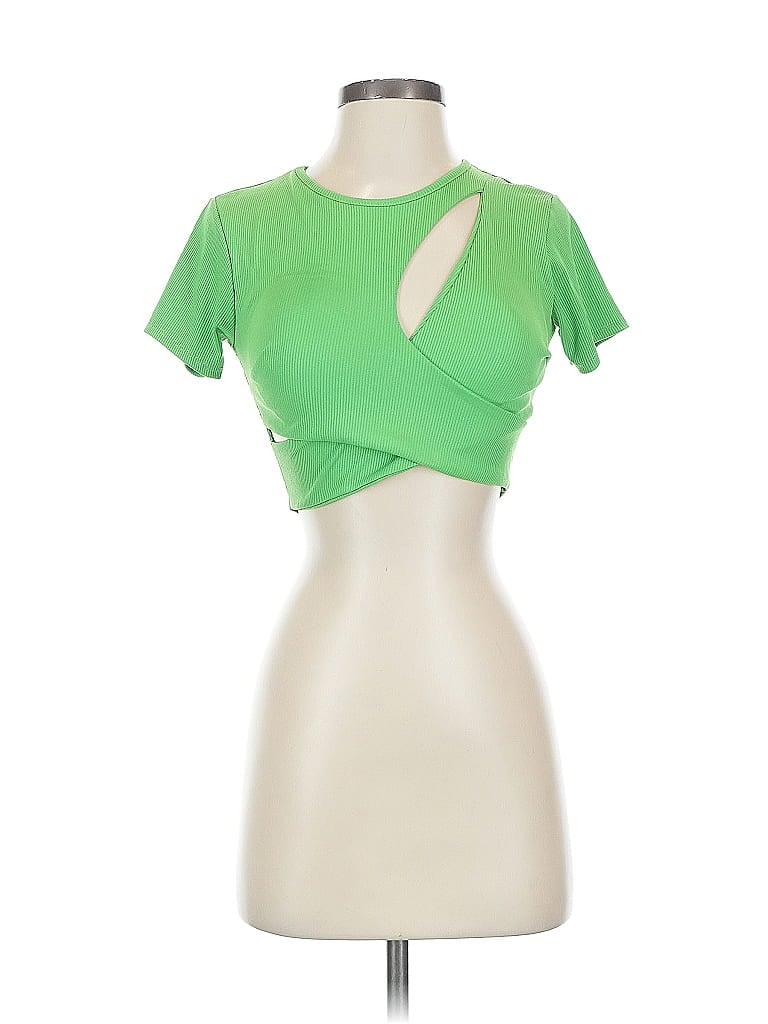 Galita Short Sleeve Top Green Keyhole Neckline Tops
