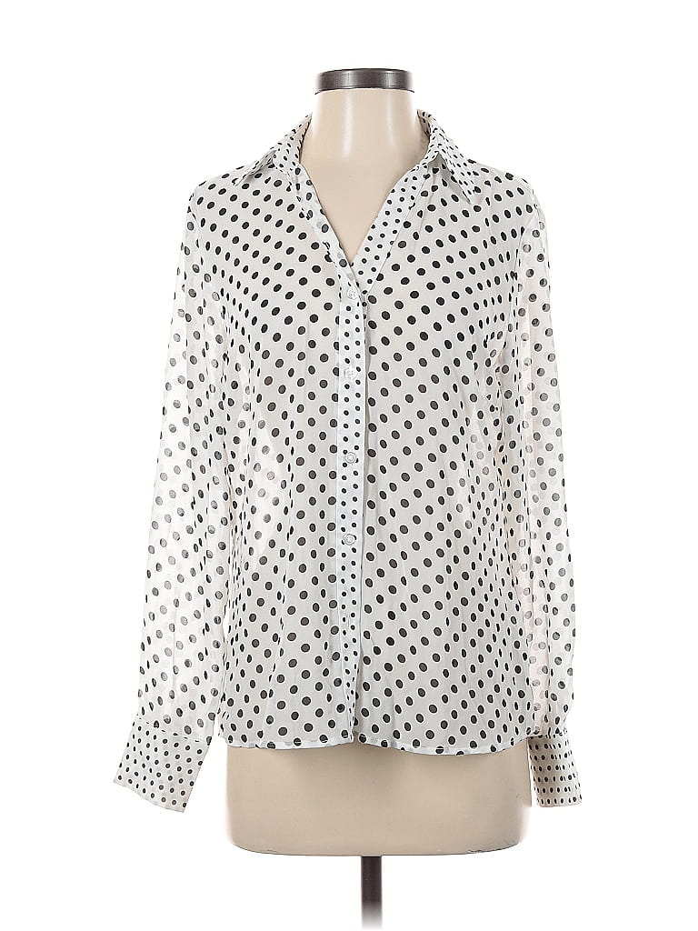 Pre-owned Adrianna Papell Long Sleeve Blouse In White