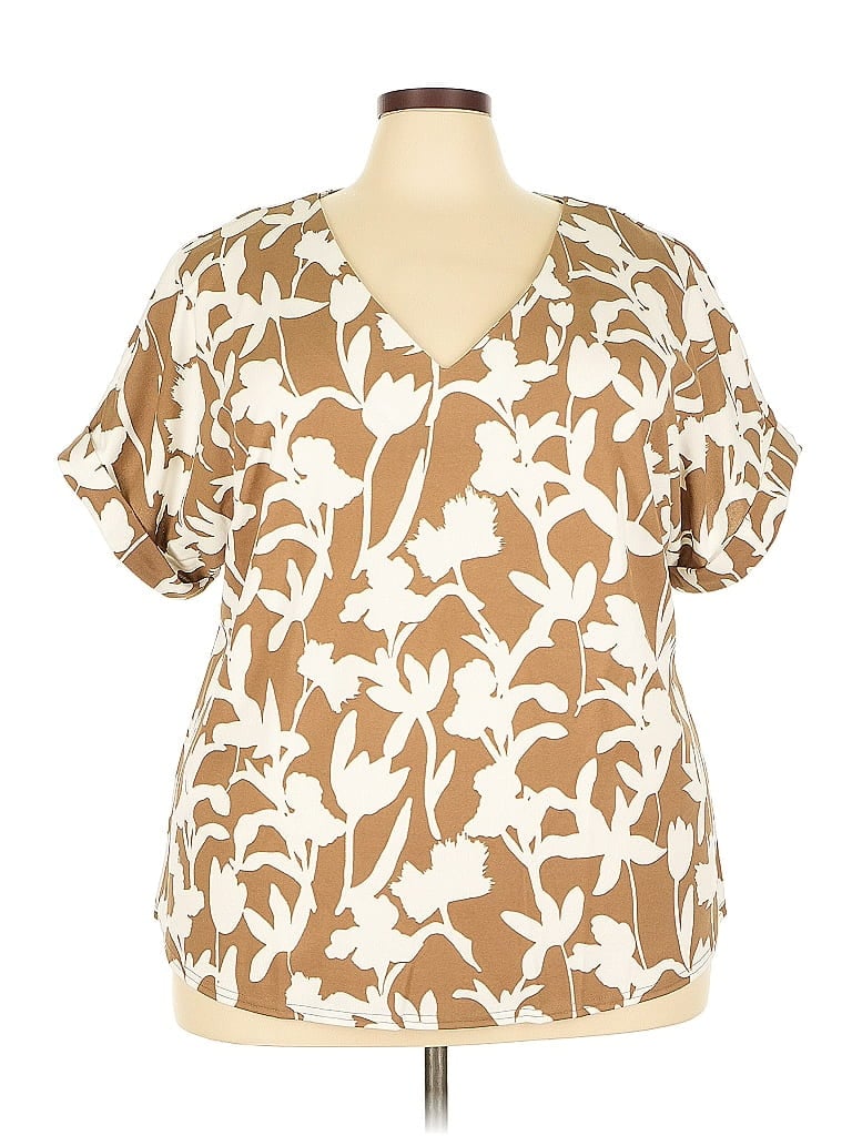 Pre-owned Melloday Short Sleeve Blouse In Brown