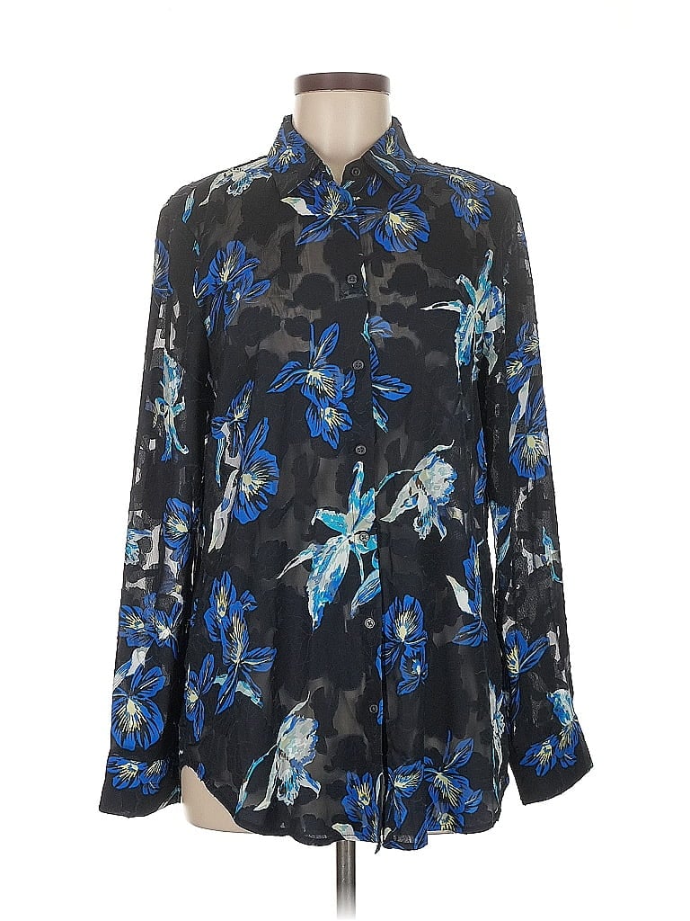 Pre-owned Banana Republic Long Sleeve Blouse In Blue