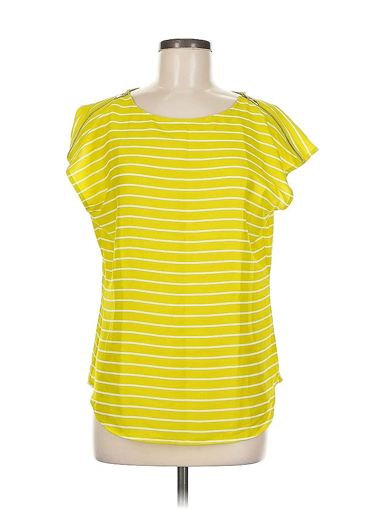 Click to view more detailed imagery on our partner's website Pre-owned Ann Taylor Factory Short Sleeve Top Yellow Boatneck Tops