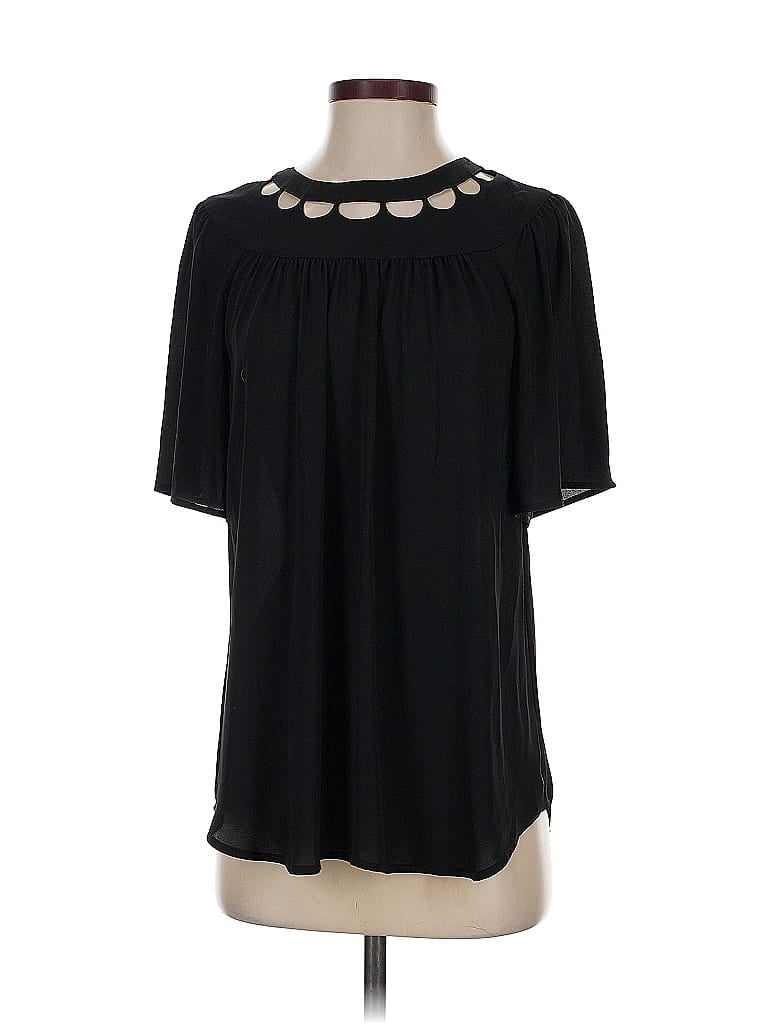 Pre-owned Ann Taylor Short Sleeve Blouse In Black