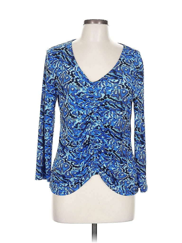 Pre-owned Bold Elements Long Sleeve Blouse In Blue