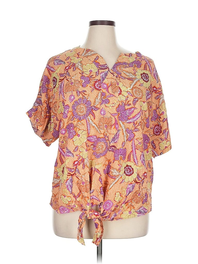 Pre-owned Marc New York Andrew Marc Short Sleeve Blouse In Yellow