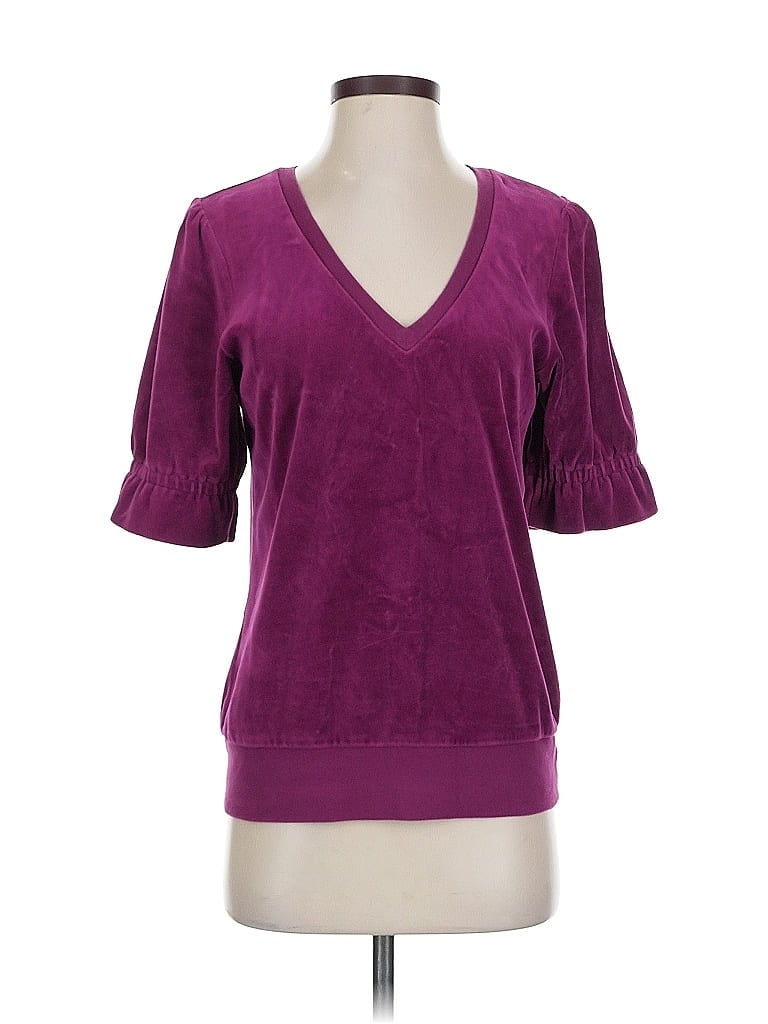 EXPRESS Pre-owned 3/4 Sleeve Top Purple V Neck Tops