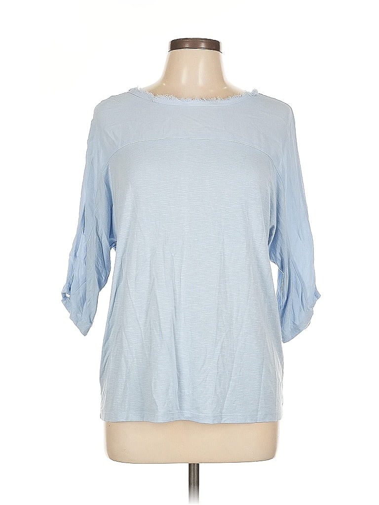Pre-owned Left Coast By Dolan 3/4 Sleeve Top Blue Boatneck Tops