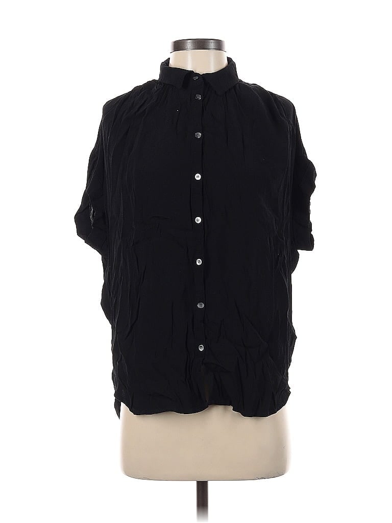 Pre-owned Madewell Short Sleeve Blouse In Black