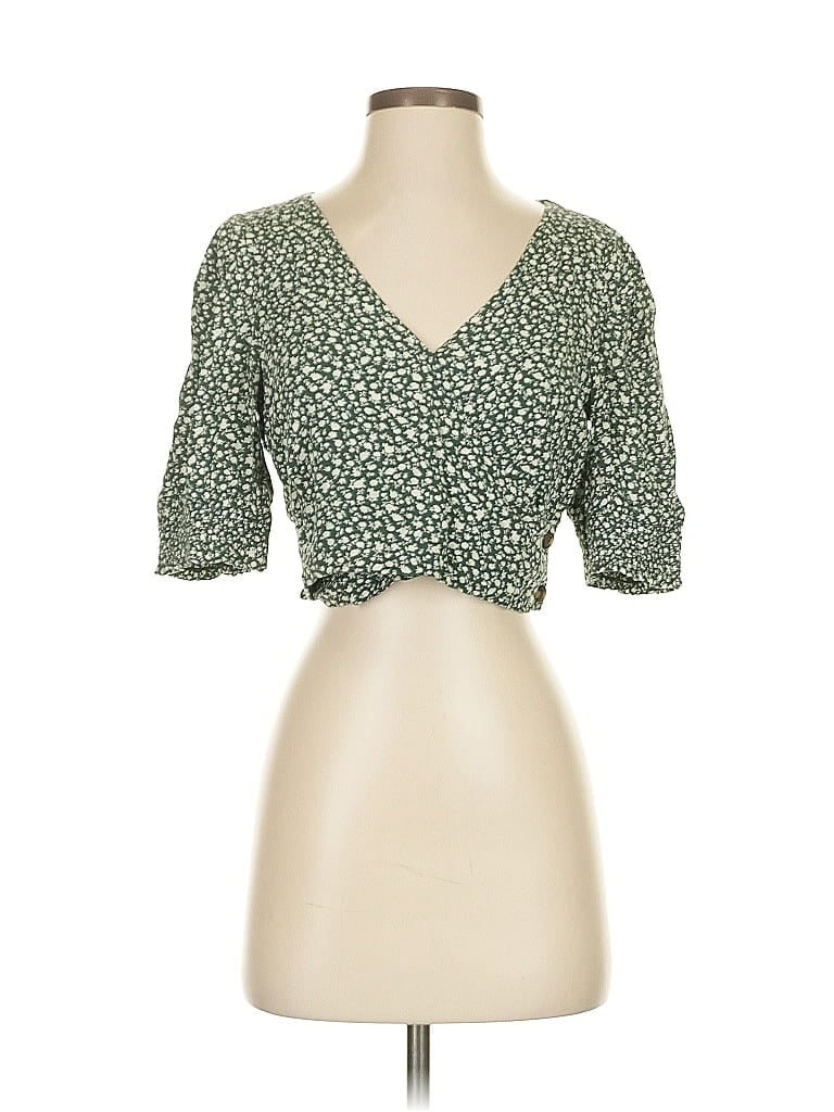 Pre-owned American Eagle Outfitters 3/4 Sleeve Blouse In Green