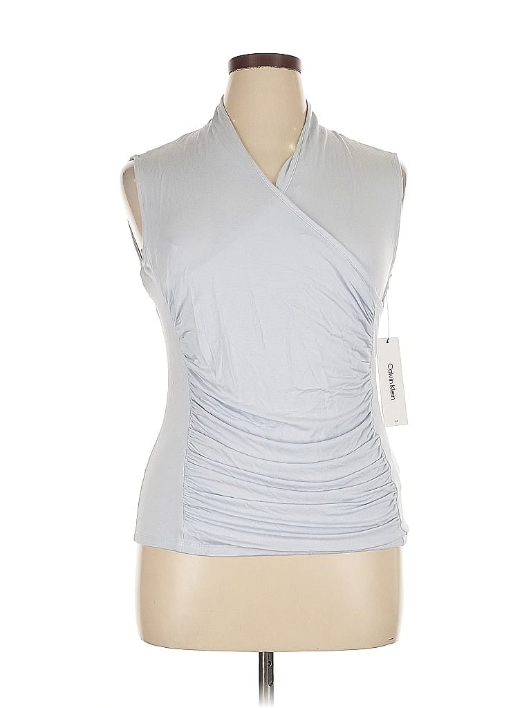 CALVIN KLEIN Pre-owned Sleeveless Top Silver One Shoulder Neckline Tops